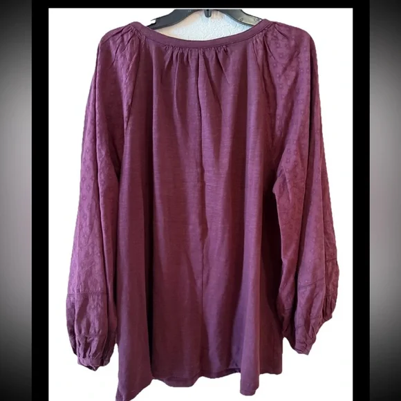Lane Bryant Wine V-Neck Peasant Blouse - Picture 4 of 4